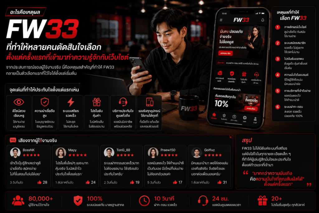 อะไรคือเหตุผลที่ทำให้หลายคนตัดสินใจเลือก FW33 ตั้งแต่ครั้งแรกที่เข้ามาทำความรู้จักกับเว็บไซต์